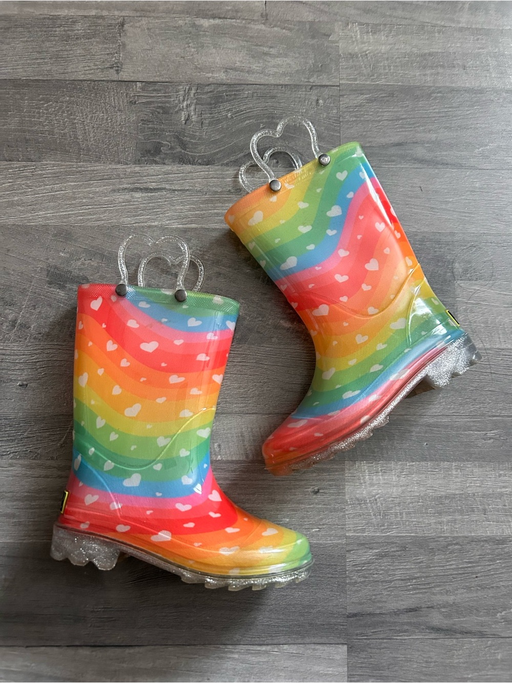 Western Chief Girls Rainbow Heart Rain Boots 11